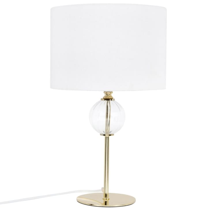 Maisons du Monde Castilla - Lámpara de metal dorado y cristal con pantalla color crudo