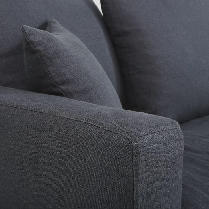 Maisons Du Monde Celestin - Sofá Esquinero Izquierdo De 5 Plazas De Lino Gris Antracita