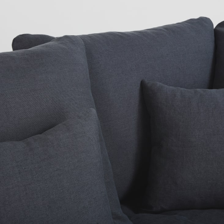 Maisons Du Monde Celestin - Sofá Esquinero Izquierdo De 5 Plazas De Lino Gris Antracita