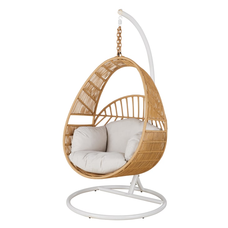 Maisons Du Monde Cerese - Sillón Colgante Exterior De Resina Efecto Ratán Con Cojín Crudo