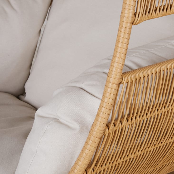 Maisons Du Monde Cerese - Sillón Colgante Exterior De Resina Efecto Ratán Con Cojín Crudo
