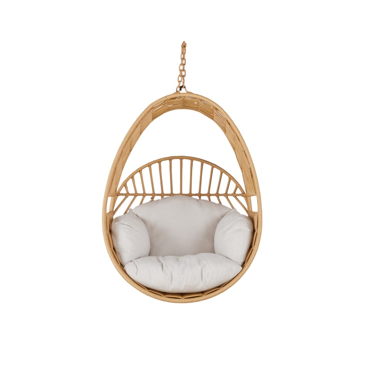 Maisons du Monde Cerese - Sillón colgante exterior de resina efecto ratán con cojín crudo