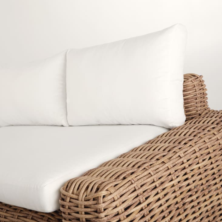 Maisons Du Monde Cerrado - Conjunto De Muebles De Jardín De 5 Plazas De Imitación De Ratán Tejido De Resina Reciclada Con Cojines De Poliéster Reciclado De Color Blanco Hueso