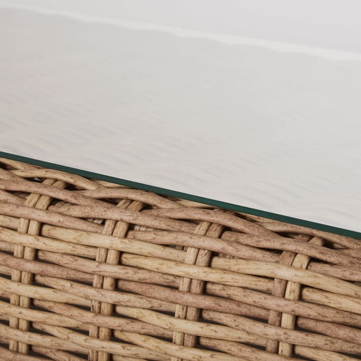 Maisons Du Monde Cerrado - Mesa De Centro De Jardín De Resina Beige Y Vidrio Templado De 119 Cm