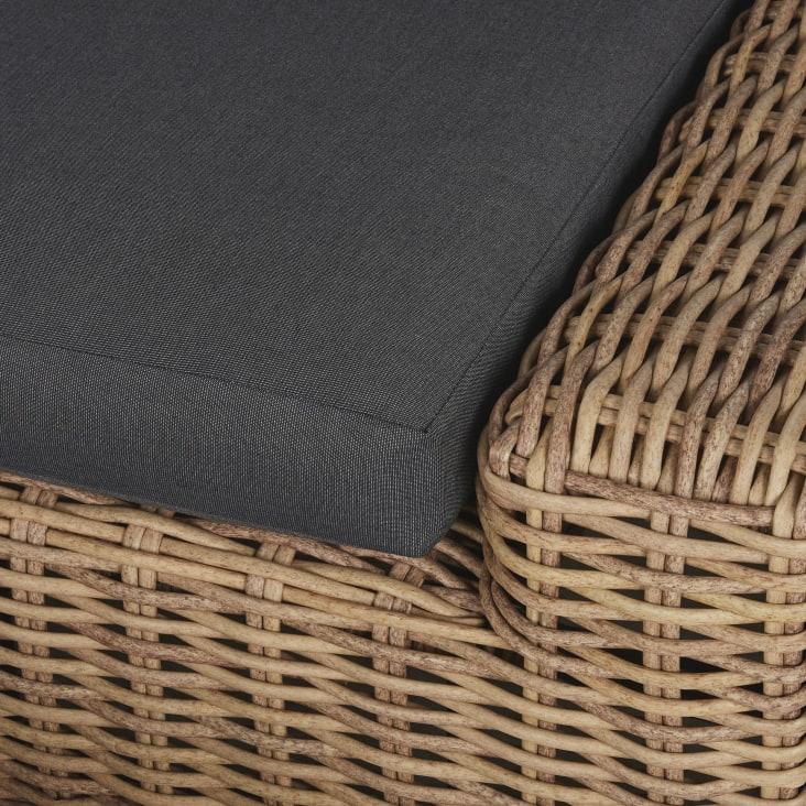 Maisons Du Monde Cerrado - Salón De Exterior De 5 Plazas De Resina Trenzada Efecto Ratán Con Cojines Gris Antracita