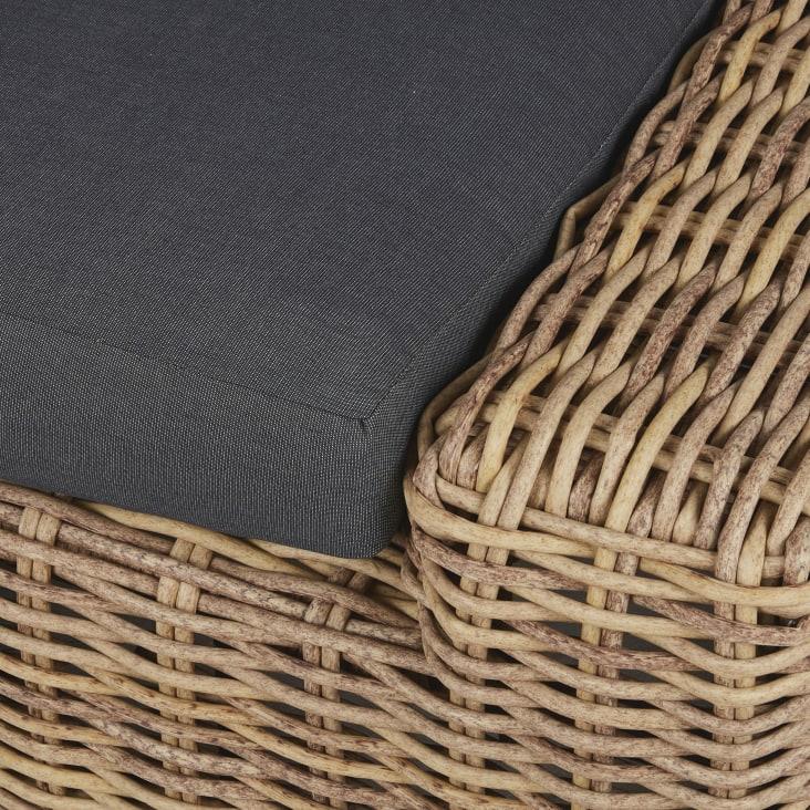 Maisons Du Monde Cerrado - Sofá De Exterior Para 3/4 Personas De Resina Trenzada Reciclada Efecto Ratán Y Poliéster Reciclado Gris Antracita