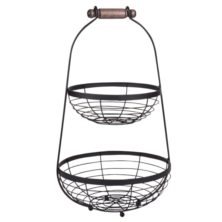 Maisons du Monde Cesta doble de metal negro y eucalipto