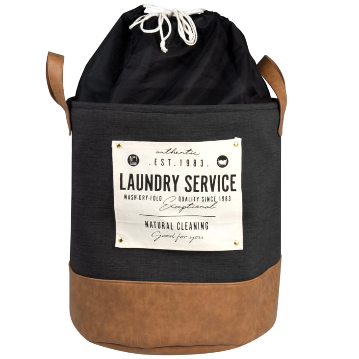 Maisons Du Monde Cesto Para La Ropa Negro Marrón Y Crudo