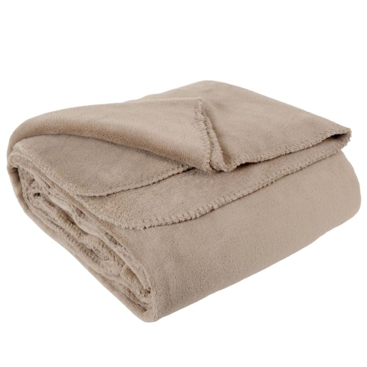 Maisons Du Monde Chaleur - Manta De Polar De Poliéster Reciclado Beige 150x230
