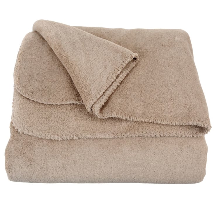 Maisons du Monde Chaleur - Manta de polar de poliéster reciclado beige 150x230