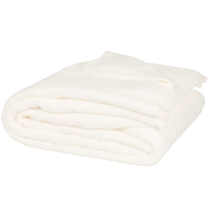 Maisons Du Monde Chaleur - Manta De Polar De Poliéster Reciclado En Blanco 220x240