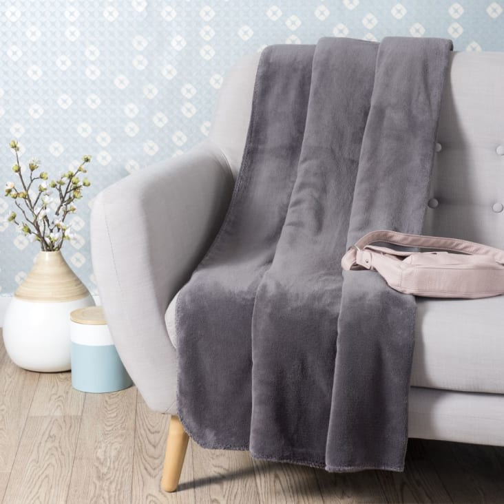 Maisons Du Monde Chaleur - Manta De Polar De Poliéster Reciclado Gris Pizarra 150x230
