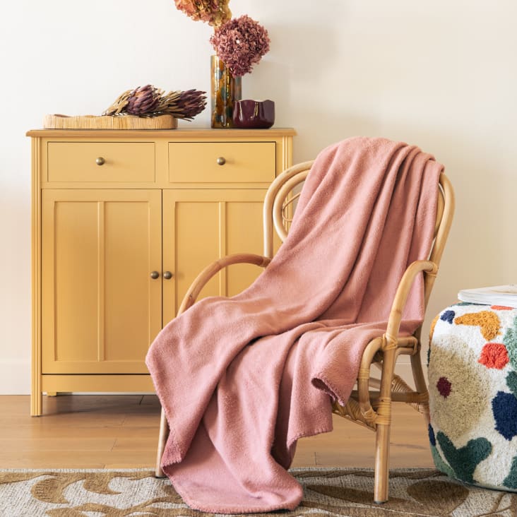 Maisons Du Monde Chaleur - Manta Polar De Poliéster Reciclado Rosa De 230x150 Cm
