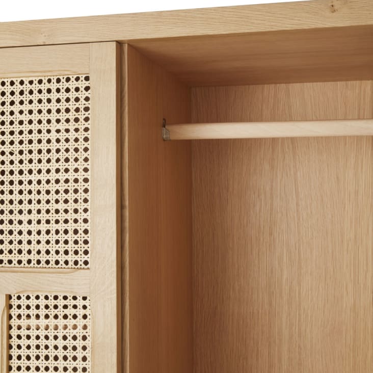 Maisons Du Monde Chamarel - Guardarropa Beige De 2 Puerta Batientes Con Rejilla De Ratán