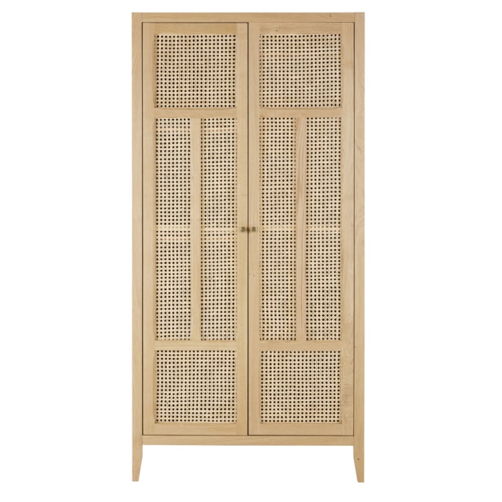 Maisons du Monde Chamarel - Guardarropa beige de 2 puerta batientes con rejilla de ratán