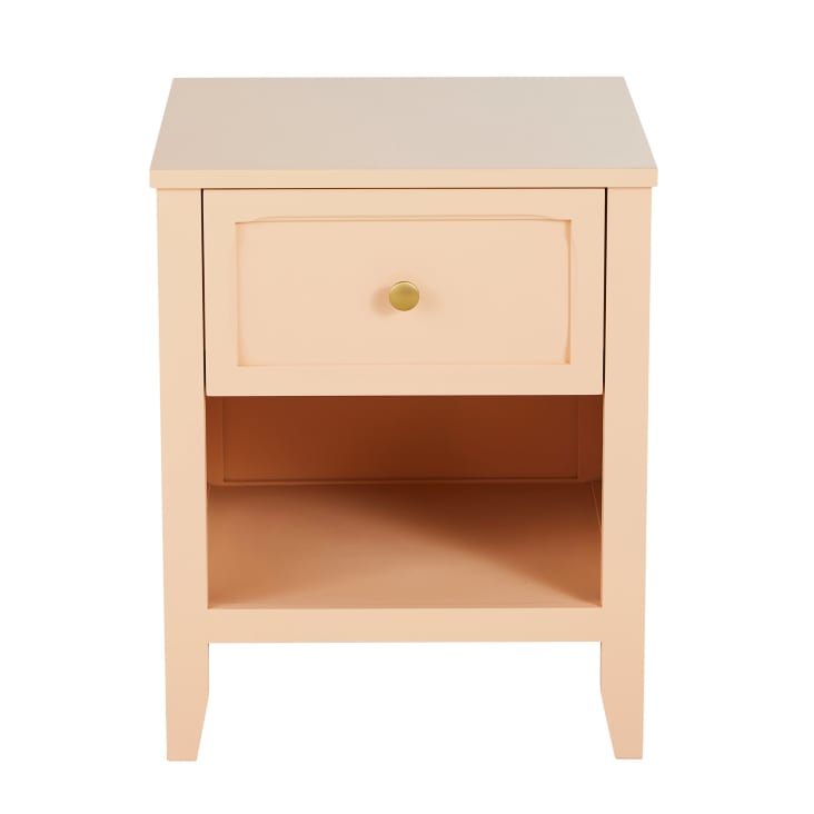Maisons du Monde Chamarel - Mesita de noche 1 cajón de metal color melocotón