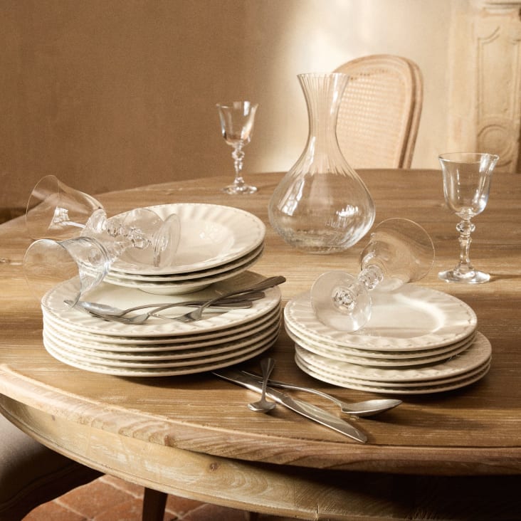 Maisons Du Monde CHARLOTTE - Lote De 8 - Plato De Postre De Porcelana Blanca