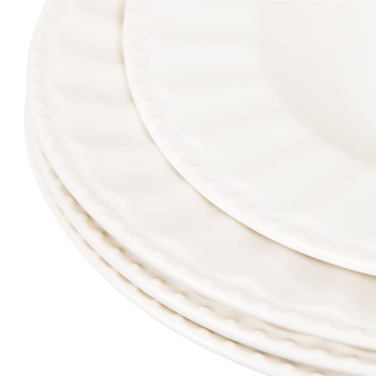 Maisons Du Monde Charlotte - Vajilla De 12 Piezas De Porcelana Blanca