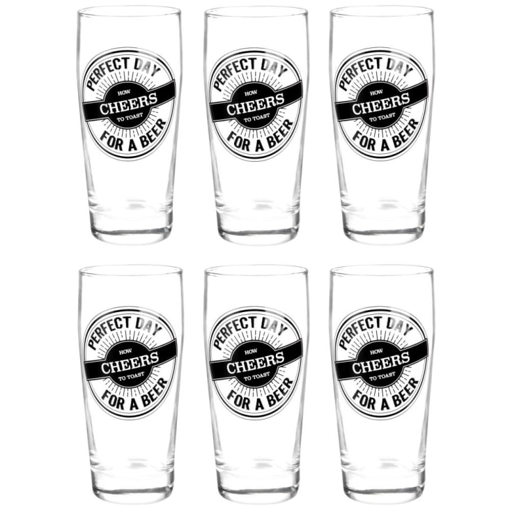 Maisons du Monde CHEERS - Lote de 6 - Jarra de cerveza de cristal