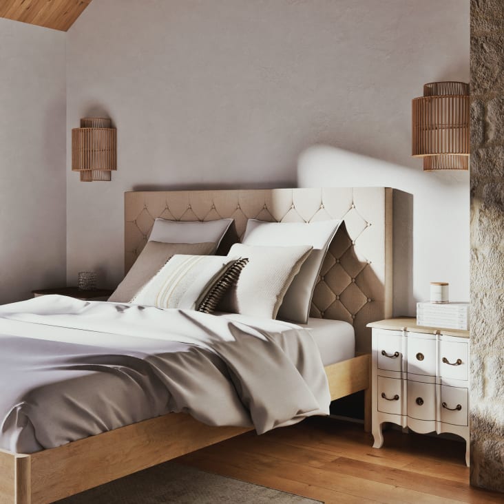 Maisons Du Monde Chesterfield - Cabecero Capitoné Vintage De Lino An. 180cm