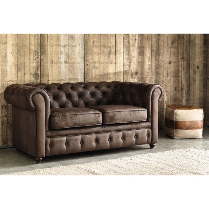 Maisons Du Monde Chesterfield - Sofá Capitoné De 2 Plazas De Antelina Marrón
