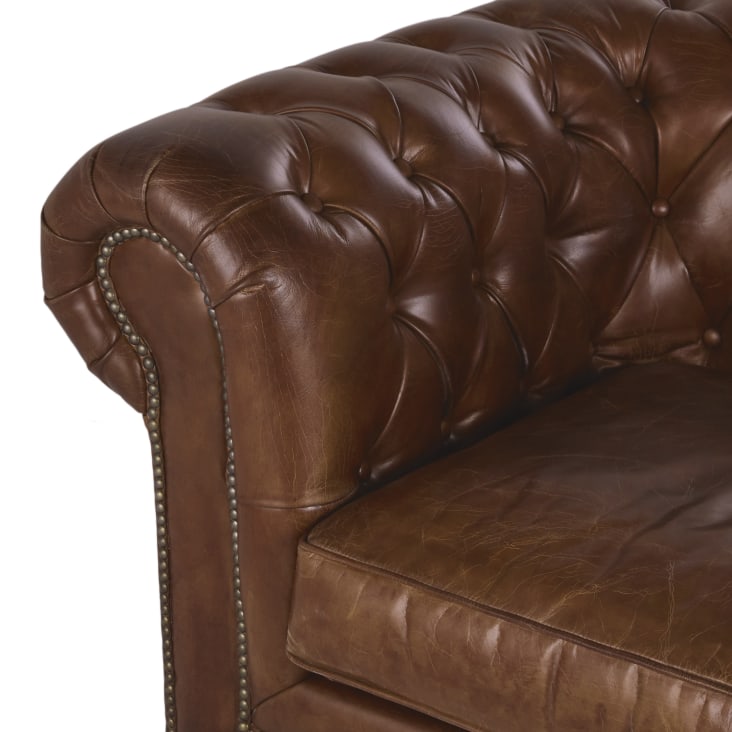 Maisons Du Monde Chesterfield - Sofá Capitoné De 2 Plazas De Cuero Marrón