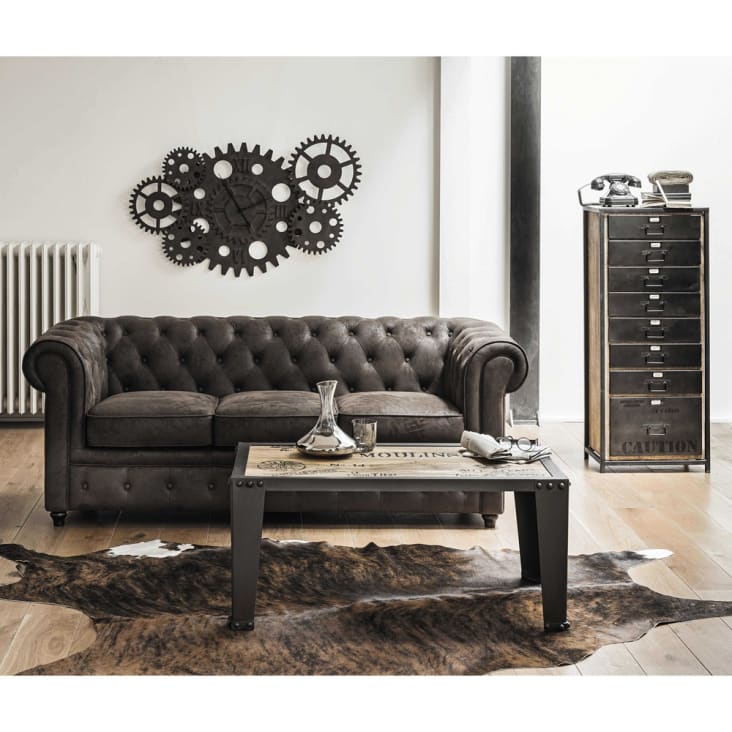 Maisons Du Monde Chesterfield - Sofá Capitoné De 3 Plazas De Antelina Marrón