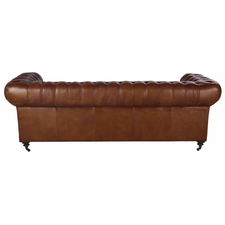 Maisons Du Monde Chesterfield - Sofá Capitoné Vintage De 4 Plazas De Cuero Marrón