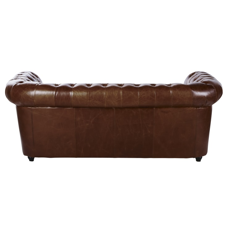 Maisons Du Monde Chesterfield - Sofá Vintage De 3 Plazas De Cuero Marrón Capitoné