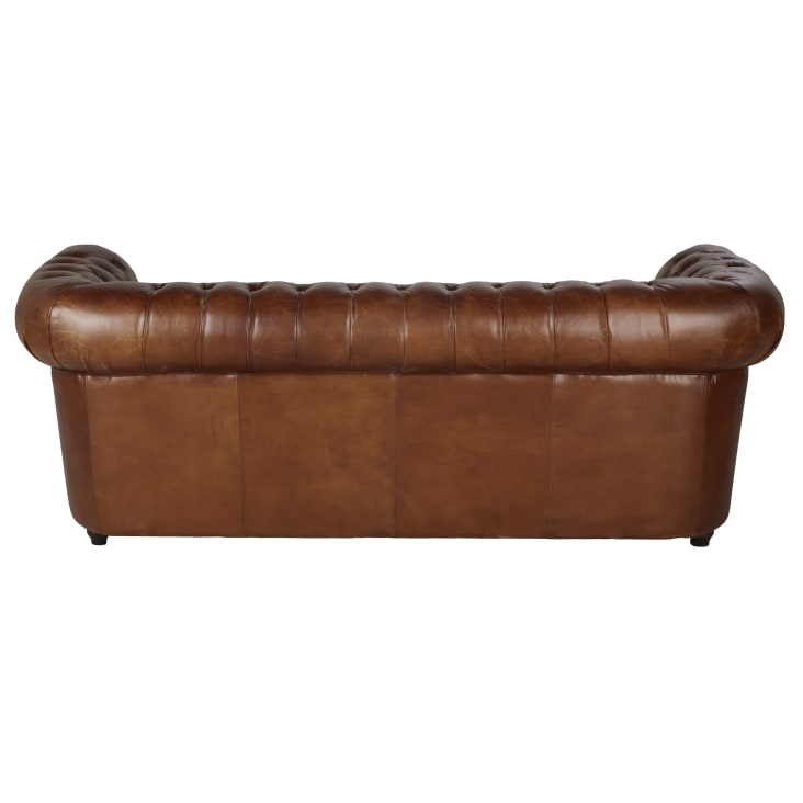 Maisons Du Monde Chesterfield - Sofá Vintage De 3 Plazas De Cuero Marrón Capitoné