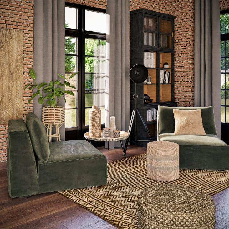 Maisons Du Monde CHICAGO - Lámpara De Pie Trípode Estilo Industrial De Metal Negro Con Pantalla Orientable De Madera De Mango Alt. 147