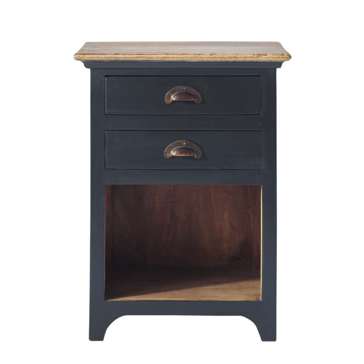 Maisons du Monde Chinon - Mesita de noche con 2 cajones de mango gris