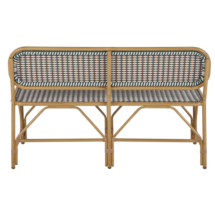 Maisons Du Monde Choppy Business - Banco De Comedor De Exterior Profesional De Aluminio Efecto Madera Y Resina Trenzada Multicolor