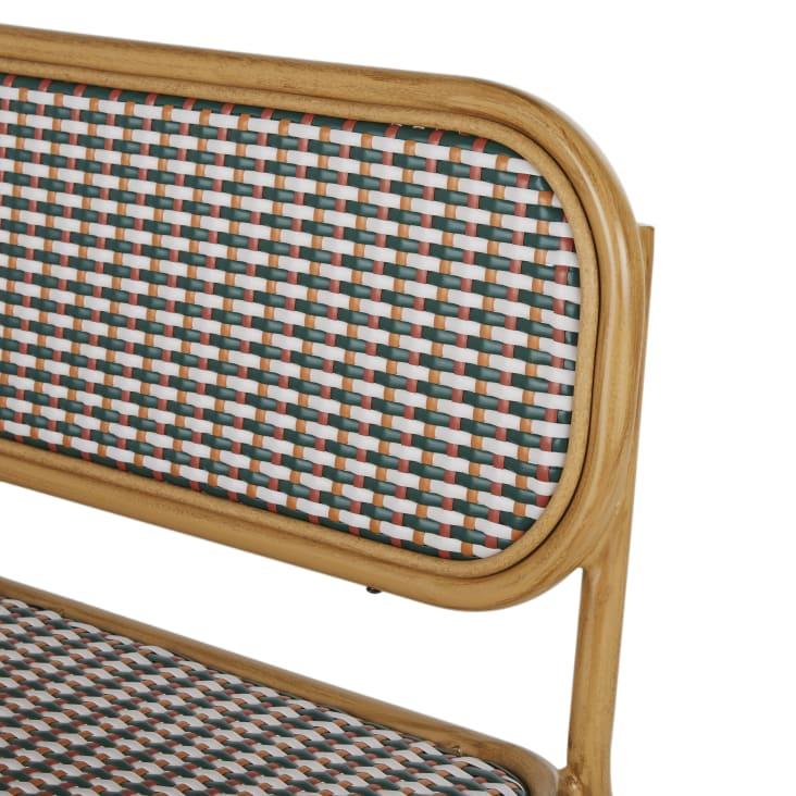 Maisons Du Monde Choppy Business - Banco De Comedor De Exterior Profesional De Aluminio Efecto Madera Y Resina Trenzada Multicolor