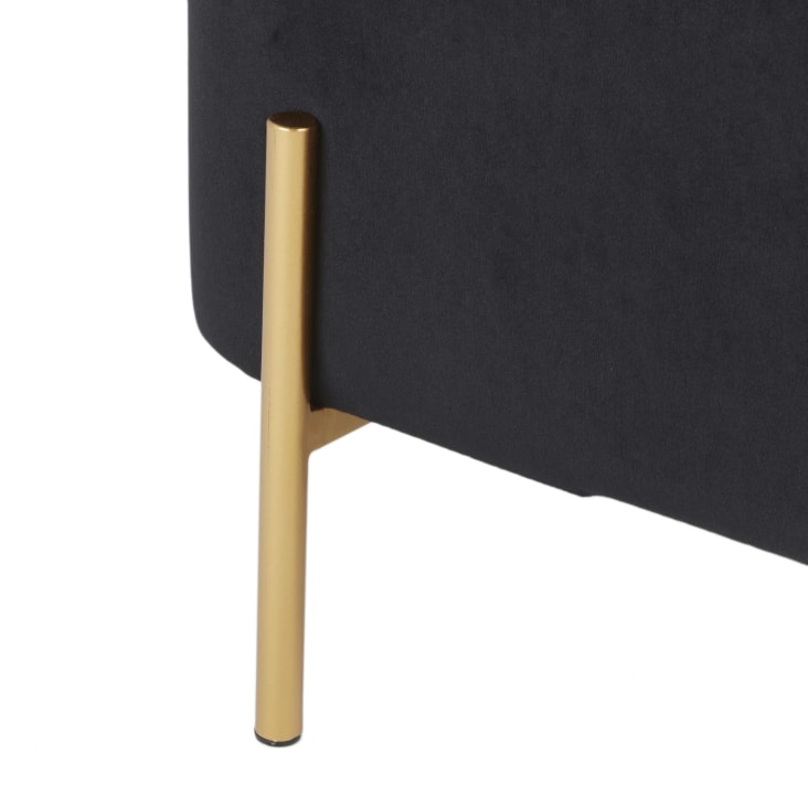 Maisons Du Monde Chris - Banco Bául De Terciopelo Negro Y Metal Dorado