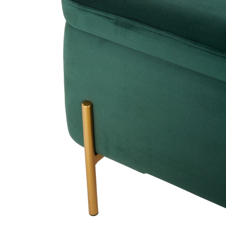Maisons Du Monde CHRIS - Banco Bául De Terciopelo Verde Y Metal Dorado