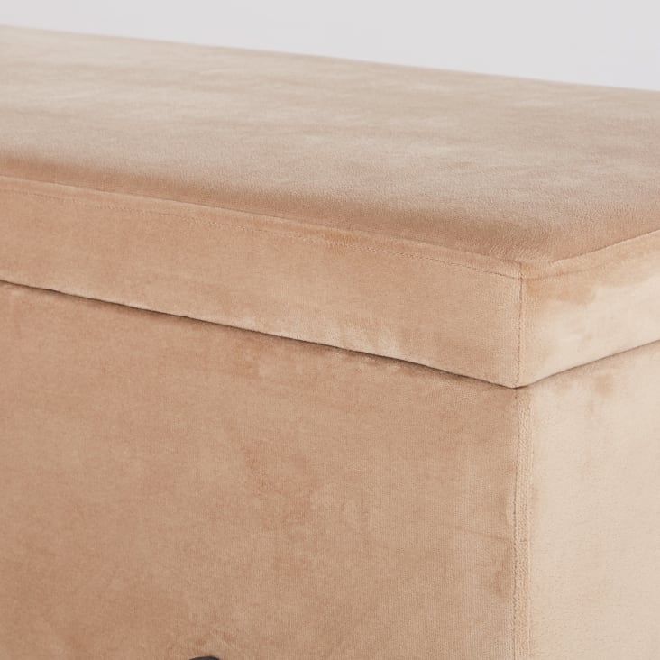 Maisons Du Monde CHRIS - Banqueta Baúl De Metal Dorado Y Terciopelo Beige