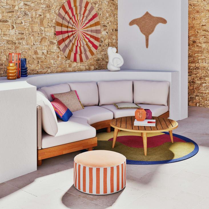 Maisons Du Monde CHRISTEL - Puf Inflable Naranja Y Blanco