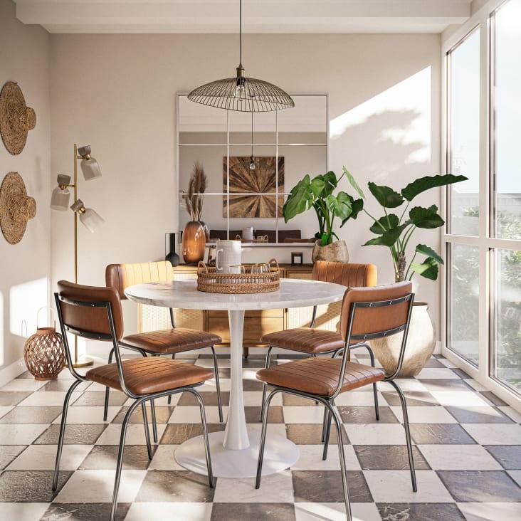 Maisons Du Monde Circle - Mesa De Comedor Efecto Mármol Y Metal Blanco Para 4/5 Personas D. 100