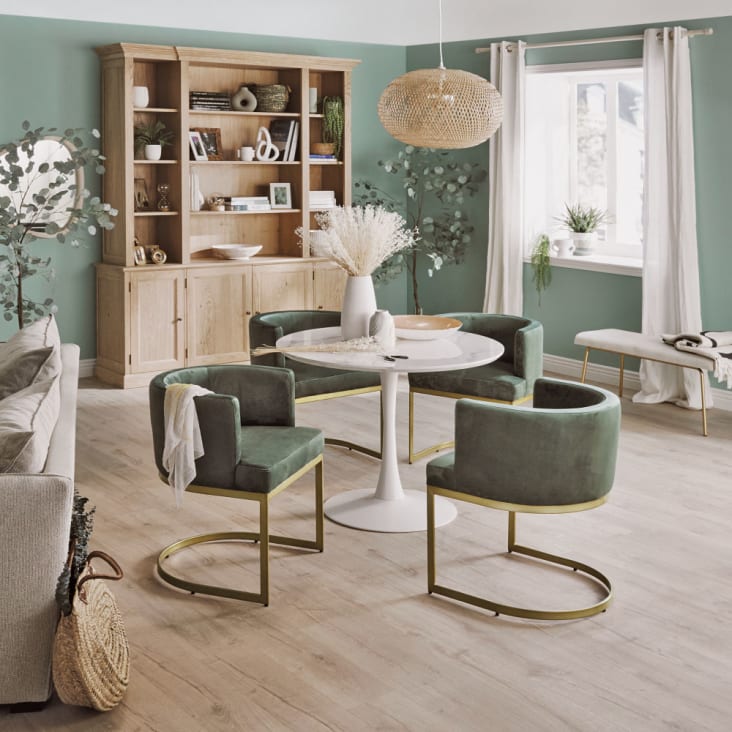 Maisons Du Monde Circle - Mesa De Comedor Efecto Mármol Y Metal Blanco Para 4/5 Personas D. 100