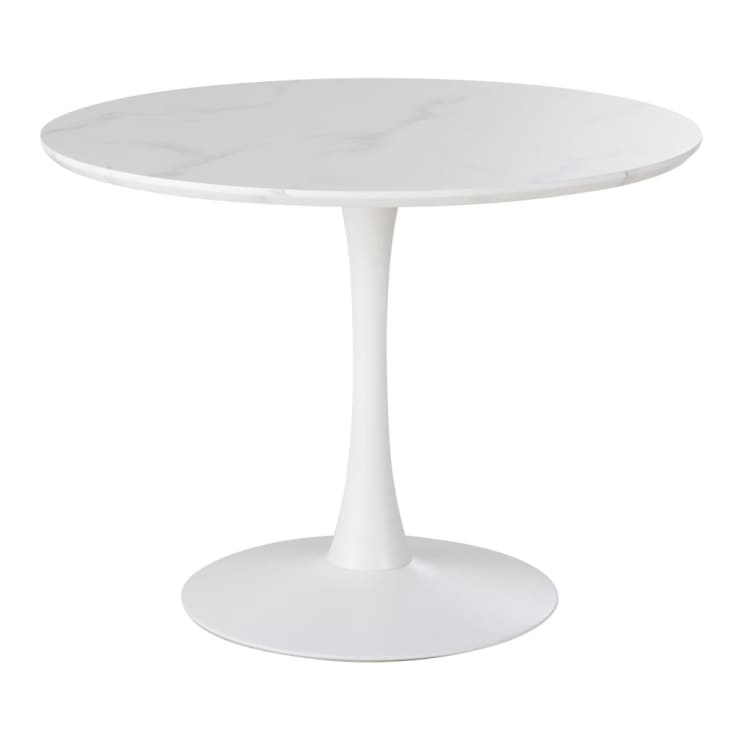 Maisons du Monde Circle - Mesa de comedor efecto mármol y metal blanco para 4/5 personas D. 100