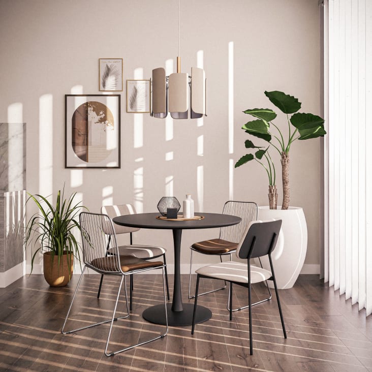 Maisons Du Monde Circle - Mesa De Comedor Para 4/5 Personas Negra De 100 Cm De Diámetro