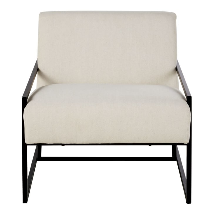 Maisons Du Monde Citizen - Sillón De Algodón Beige Y Patas De Acero Negro