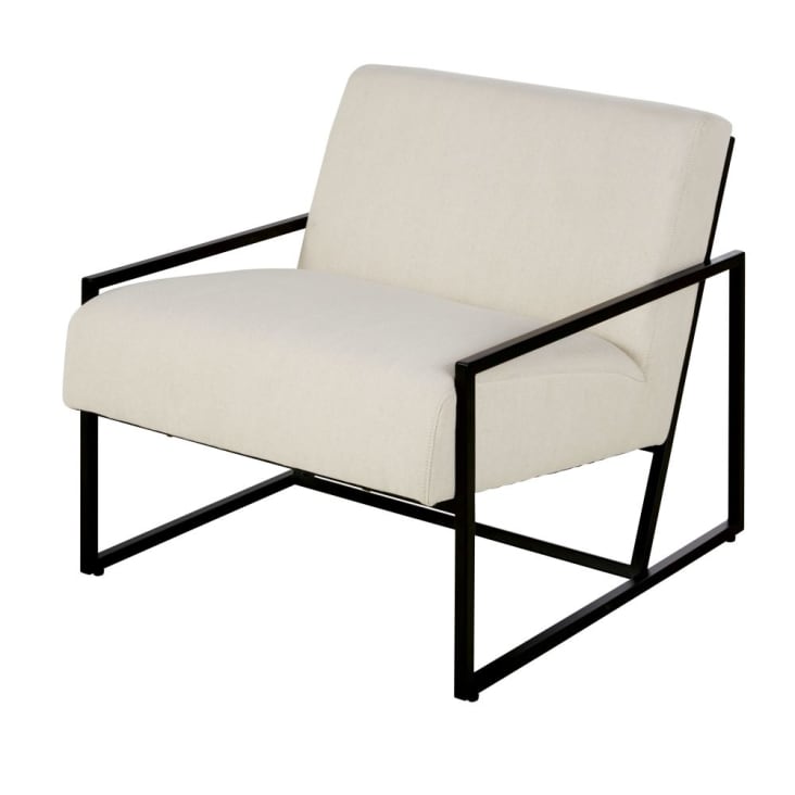 Maisons du Monde Citizen - Sillón de algodón beige y patas de acero negro