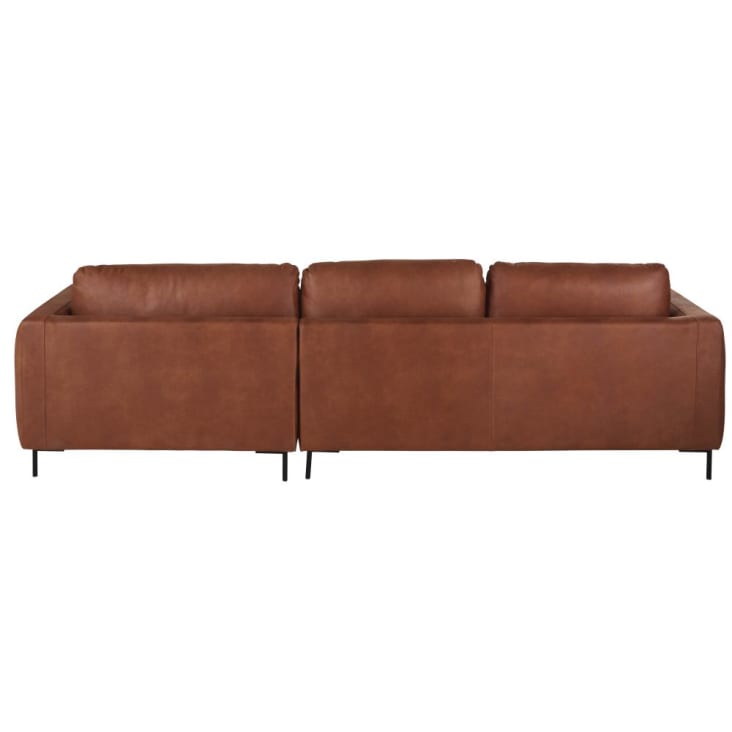 Maisons Du Monde City - Sofá Esquinero Derecho De 4/5 Plazas De Piel Reciclada Marrón