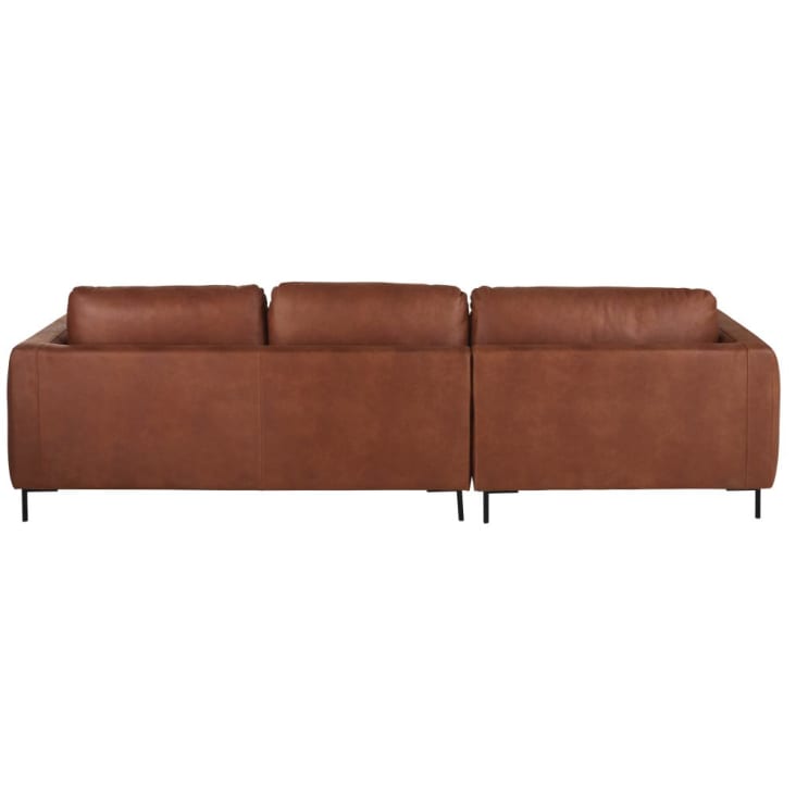 Maisons Du Monde City - Sofá Esquinero Izquierdo De 4/5 Plazas De Piel Reciclada Marrón