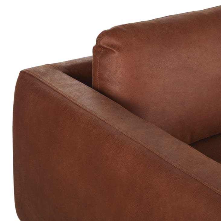 Maisons Du Monde City - Sofá Esquinero Izquierdo De 4/5 Plazas De Piel Reciclada Marrón