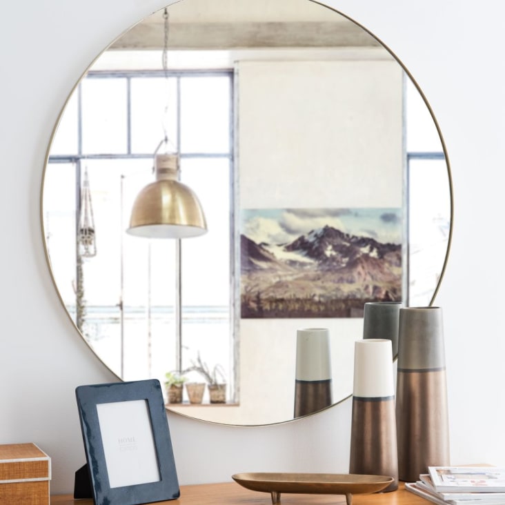 Maisons Du Monde CLEMENT - Espejo Redondo De Metal Dorado D.90