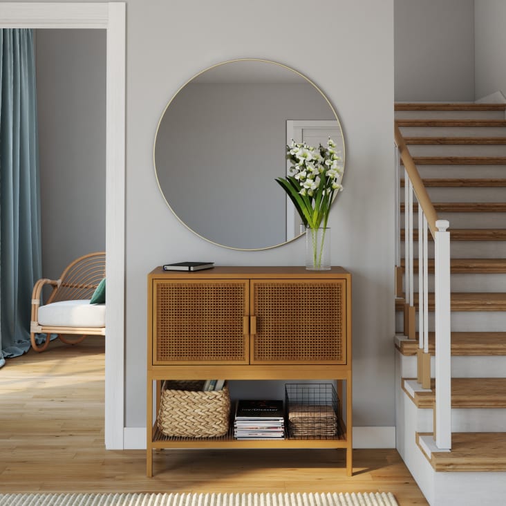 Maisons Du Monde CLEMENT - Espejo Redondo De Metal Dorado D.90