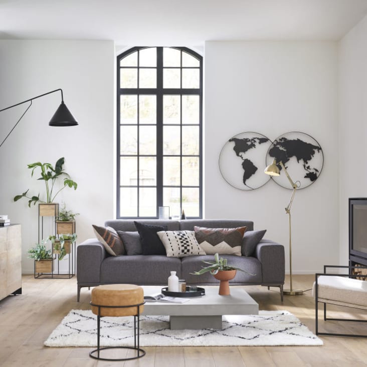 Maisons Du Monde CLEVELAND - Decoración De Pared Mapa Del Mundo De Metal Negro 143x79